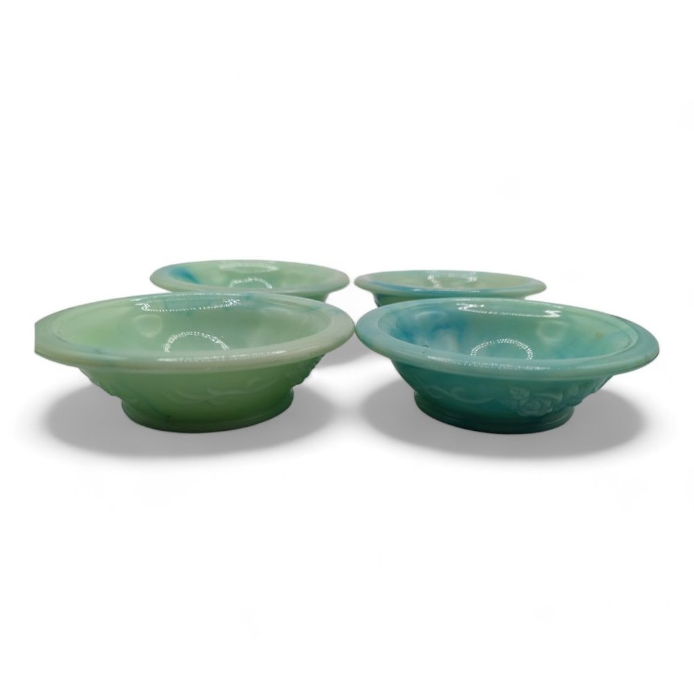 Vintage Avon Jadeite Green Slag Glass Bowls Set of 4 1970's - Picture 4 of 11